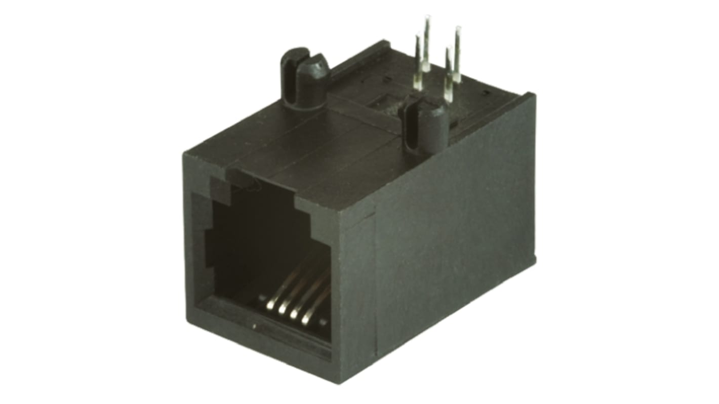 Bel-Stewart SS-64 Series Female RJ14 Connector, Through Hole, Cat3, UTP Shield