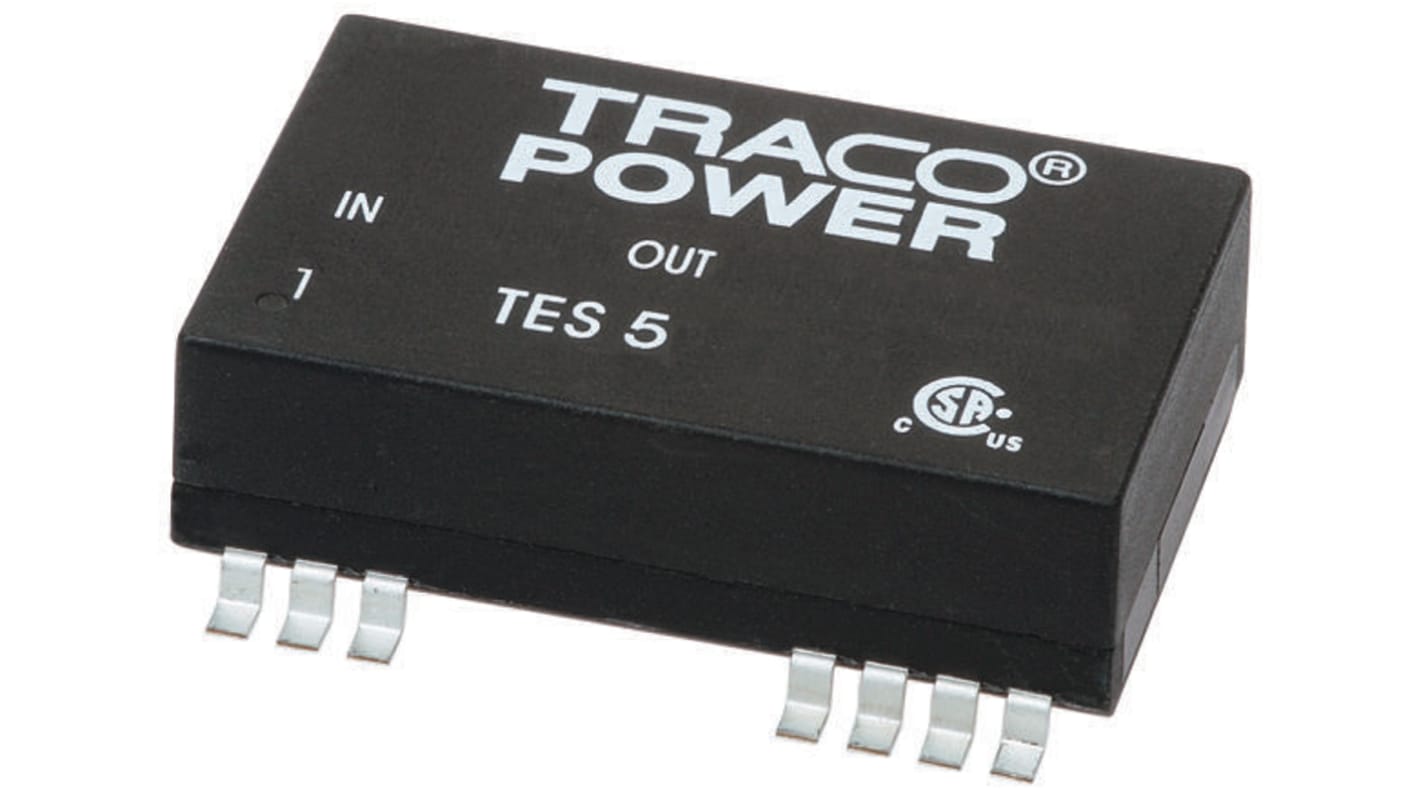 TRACOPOWER TES 5 DC-DC Converter, 5V dc/ 1A Output, 36 → 75 V dc Input, 5W, Surface Mount, +85°C Max Temp -40°C