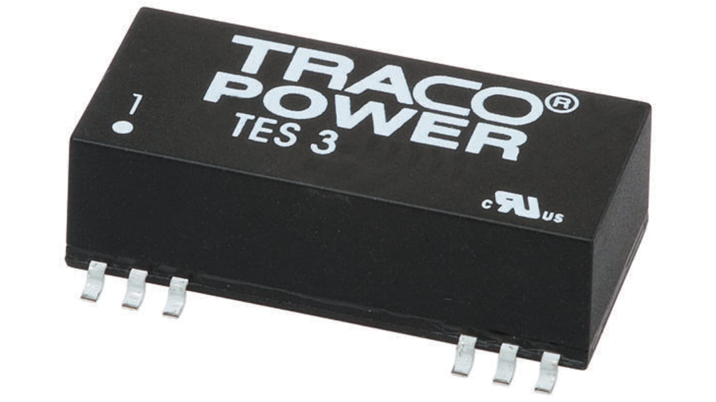 TRACOPOWER TES 3 DC-DC Converter, ±15V dc/ ±100mA Output, 9 → 18 V dc Input, 3W, Surface Mount, +85°C Max Temp