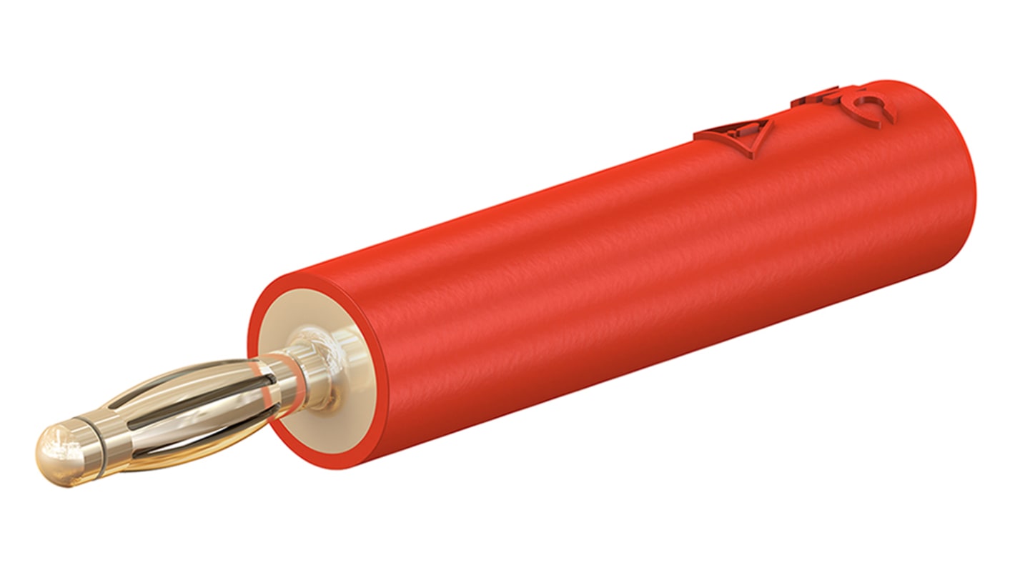 Staubli Red, Male to Female Test Connector Adapter With Brass contacts and Gold Plated - Socket Size: 4mm