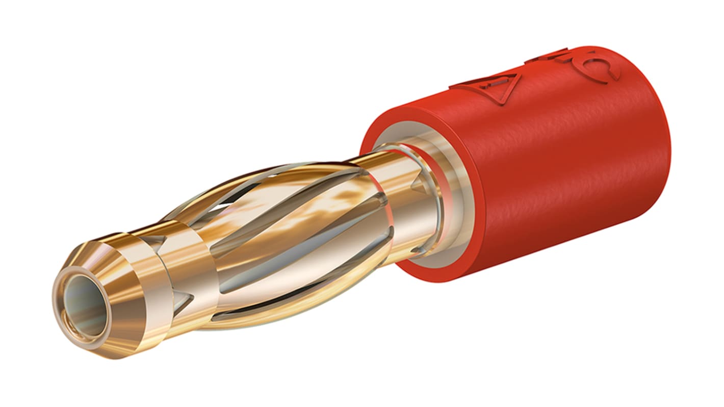 Staubli Testkonnektoradapter, Rød, med Messing-kontakter, 2mm-fatning