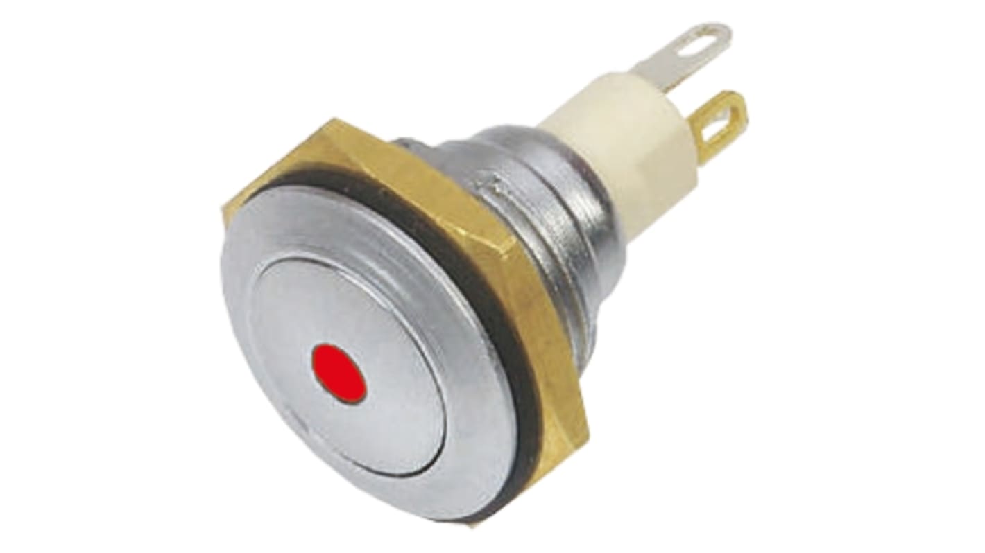 ITW Switches57M, 1-polet skifte Miniature trykknapomskifter, Panelmontering, Arreterende, Belyst, IP67, 48V dc