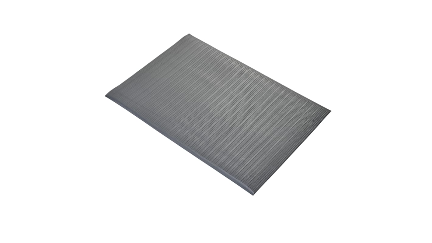 Alfombrilla antifatiga Coba Europe Orthomat Ribbed de Espuma de PVC Gris, 0.9m x 0.6m x 9.5mm, antidelizante