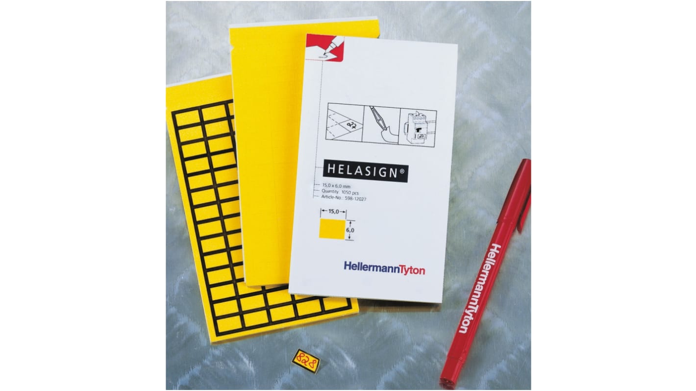 HellermannTyton Yellow Adhesive Label Sheet, Pack of 440
