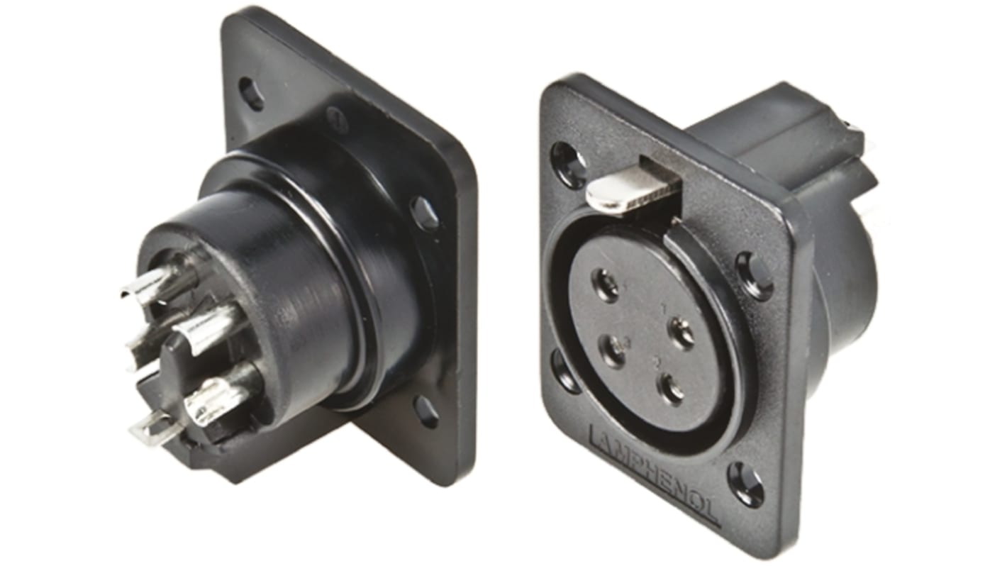 Fiche de haut-parleur Amphenol Industrial 4 voies, Femelle Montage panneau
