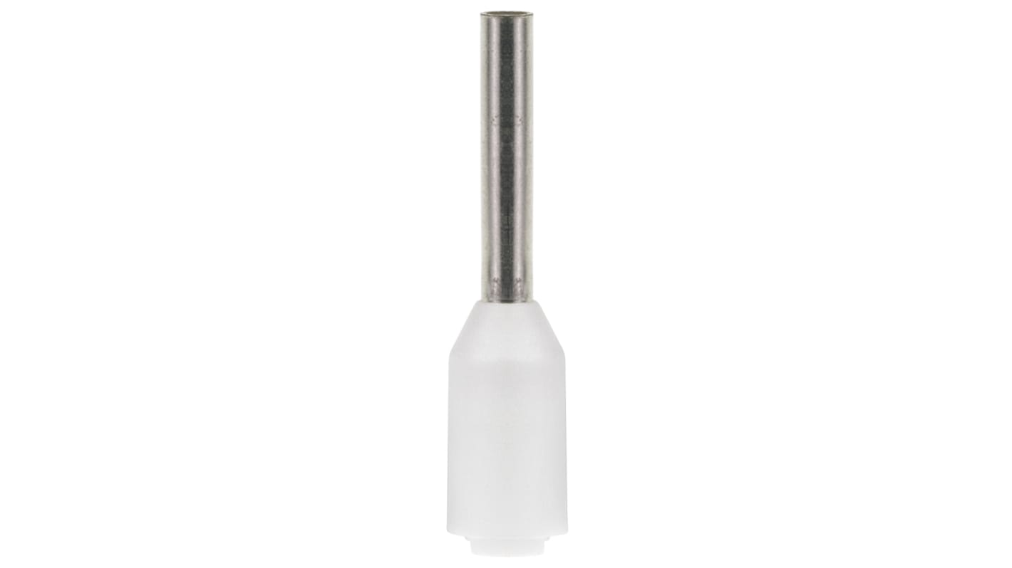 Weidmuller Insulated Crimp Bootlace Ferrule, 8mm Pin Length, 1mm Pin Diameter, 0.5mm² Wire Size, White