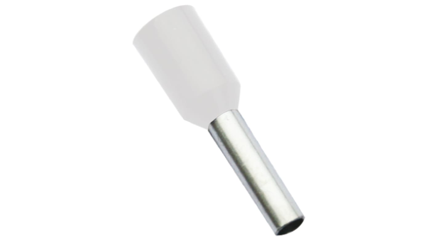 Puntera hueca de crimpado RS PRO, Aislado, Pin de 8mm, Blanco 22AWG 0.5mm²