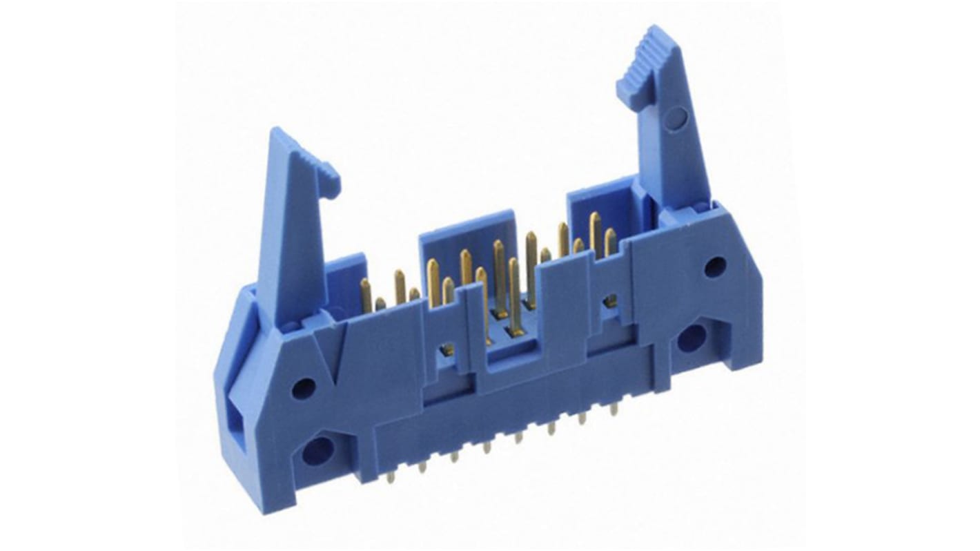 TE Connectivity AMP-LATCH, 2.54mm Pitch, 16 Way, 2 Row, Straight PCB Header, Through Hole