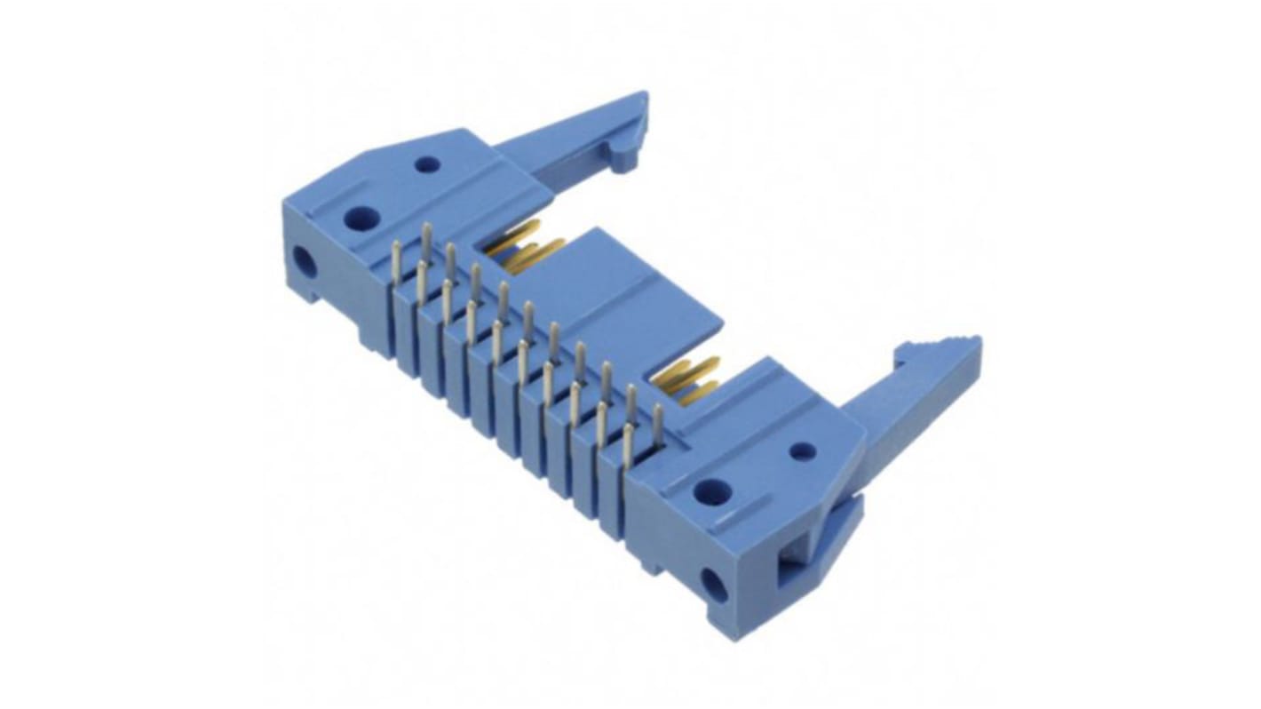 TE Connectivity AMP-LATCH Series Right Angle Through Hole PCB Header, 34 Contact(s), 2.54 mm Pitch, 2 Row(s), Shrouded