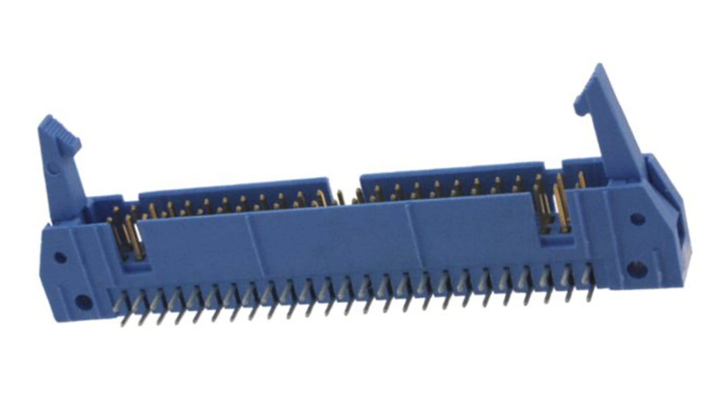 TE Connectivity AMP-LATCH, 2.54mm Pitch, 50 Way, 2 Row, Right Angle PCB Header, Through Hole