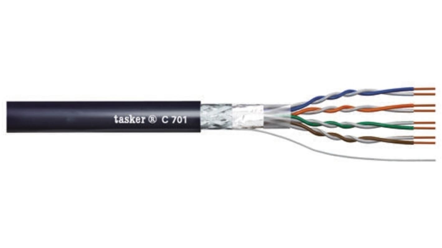 Cavo Ethernet Cat5e (S/FTP) Tasker, guaina in PVC col. Blu, Senza terminazione