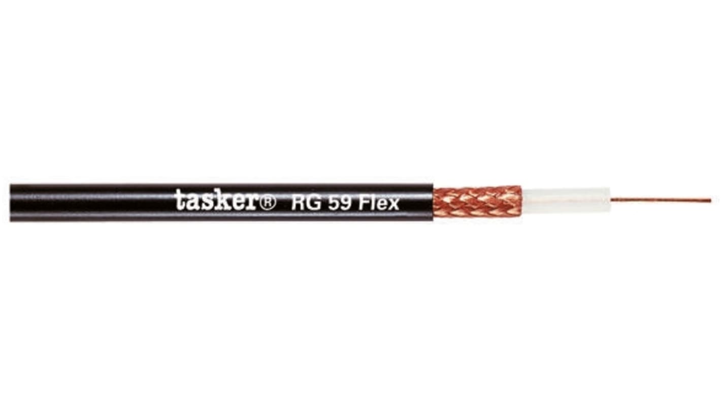 Cavo coassiale Tasker RG59, L. 100m, 75 Ω, col. Nero