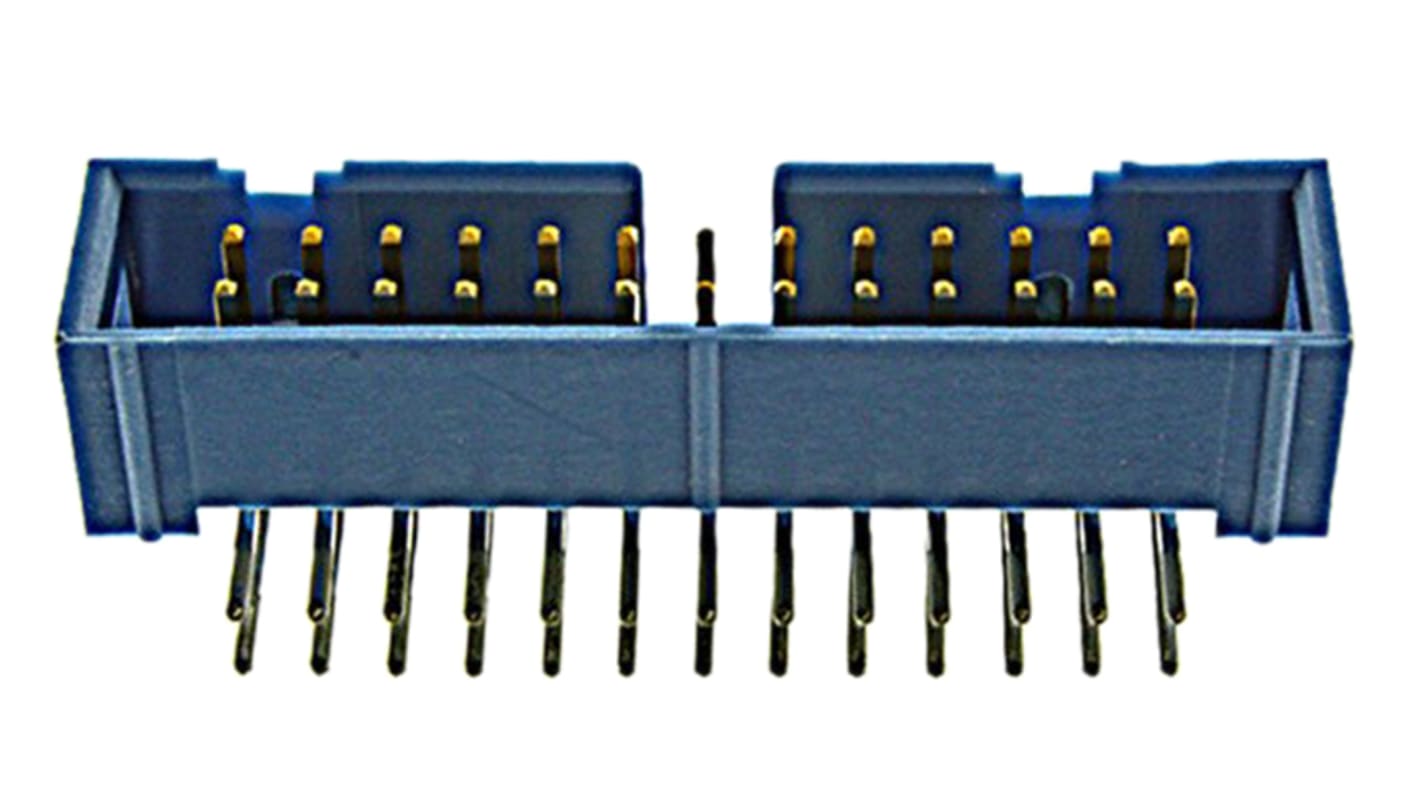 TE Connectivity AMP-LATCH Series Right Angle Through Hole PCB Header, 26 Contact(s), 2.54mm Pitch, 2 Row(s), Shrouded