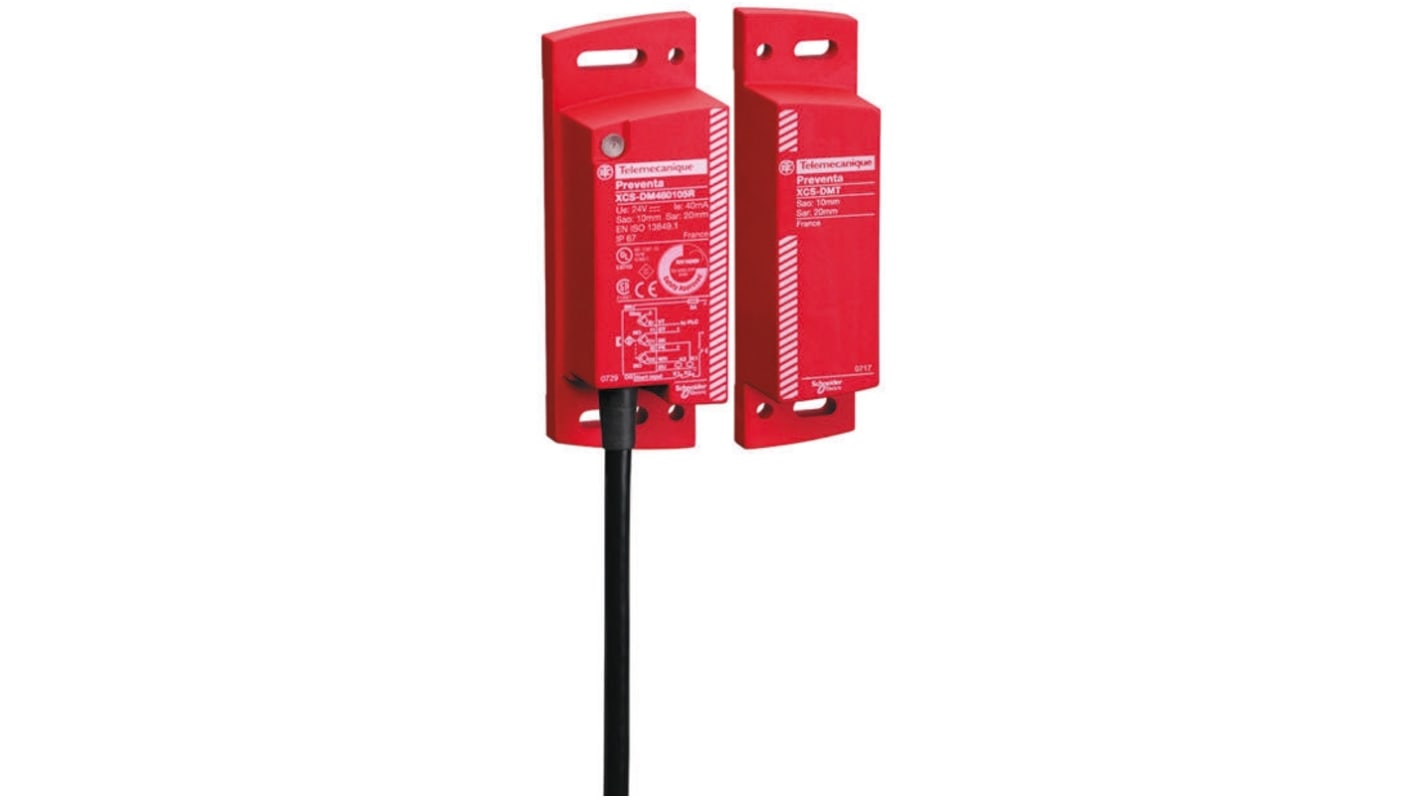 Telemecanique Sensors XCS-DM Series Magnetic Non-Contact Safety Switch, 24V dc, Plastic Housing, 2NO