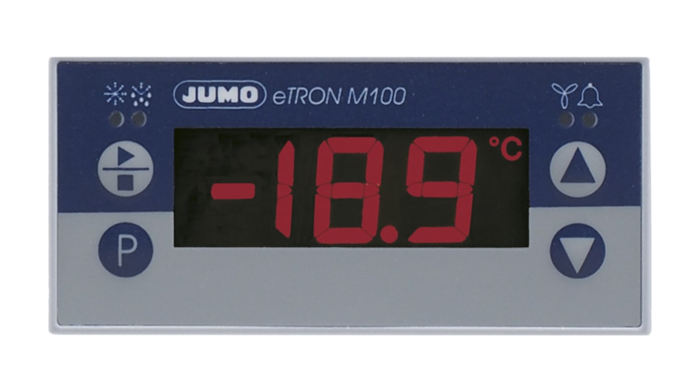 Controlador de temperatura ON/OFF Jumo serie eTRON M100, 76 x 36mm, 12 → 24 Vac / Vdc Termopar de tipo K, 4 salidas 4