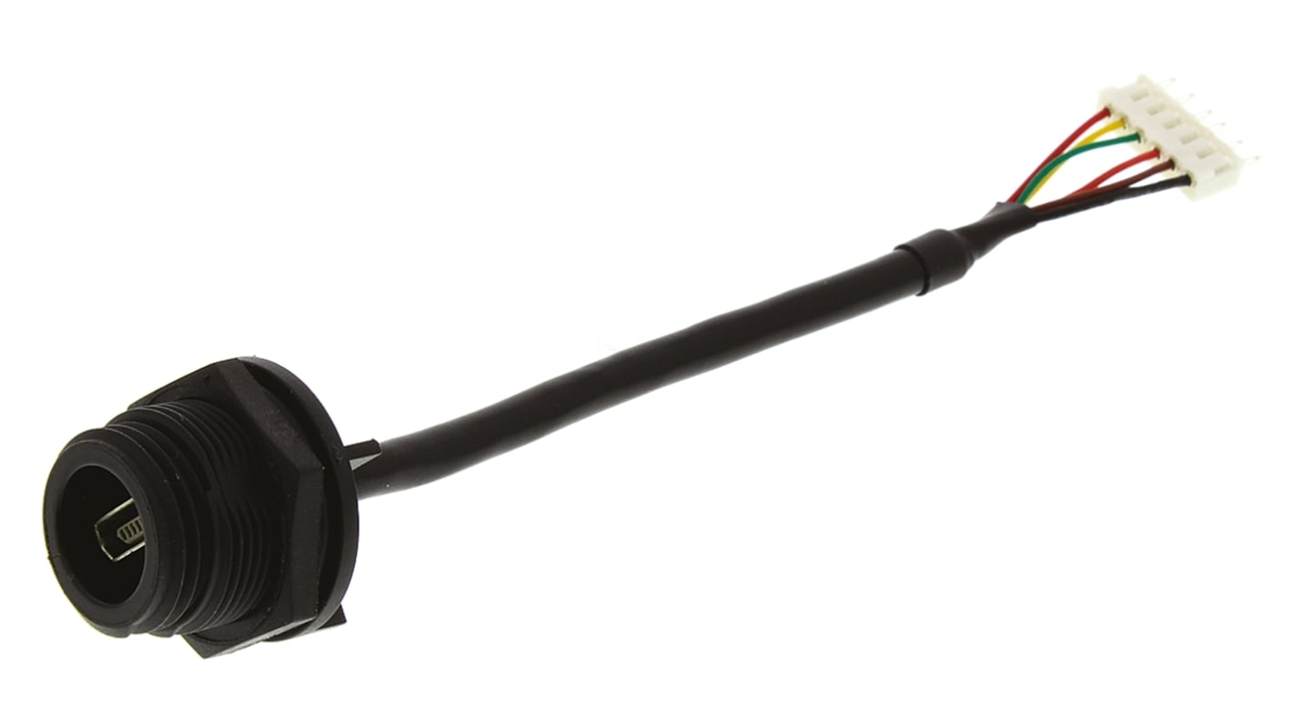 Bulgin USB 2.0, Male Mini USB AB to Male 6 Pin Header, 100mm