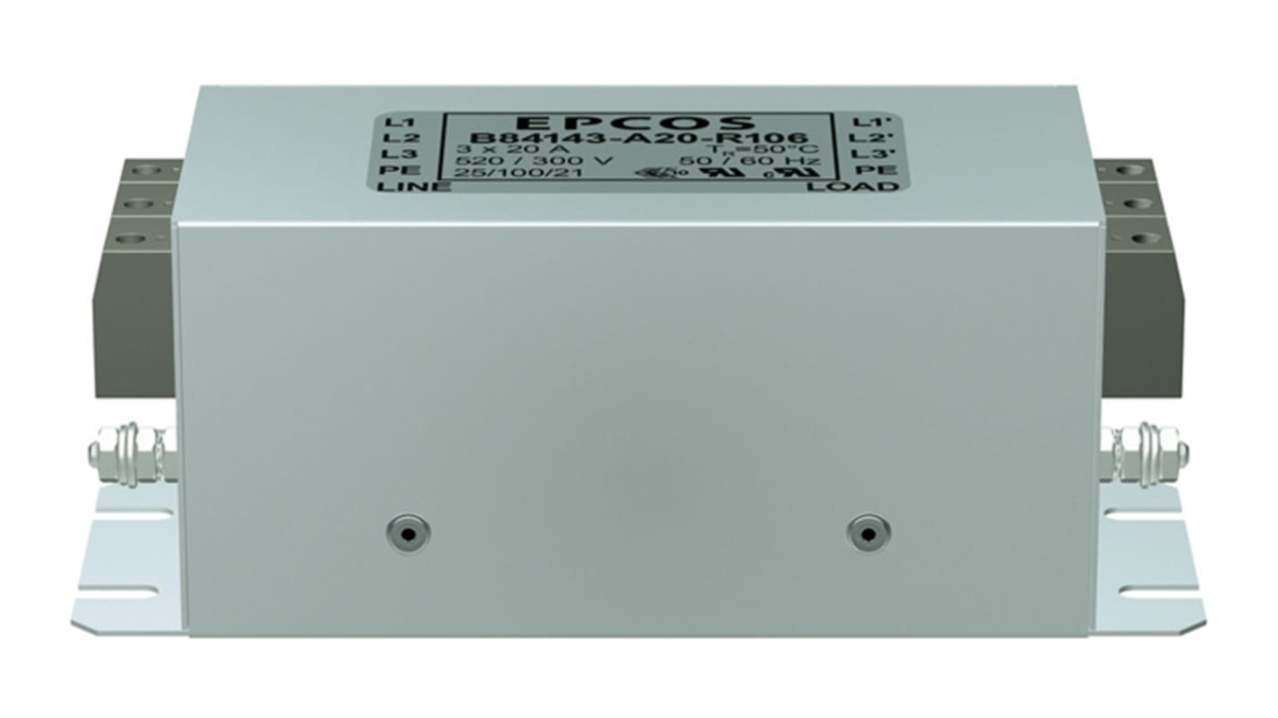 Filtr EMC 65A 3-fazowy 940μΩ 520 V AC 50 → 60Hz EPCOS Montaż kołnierzowy