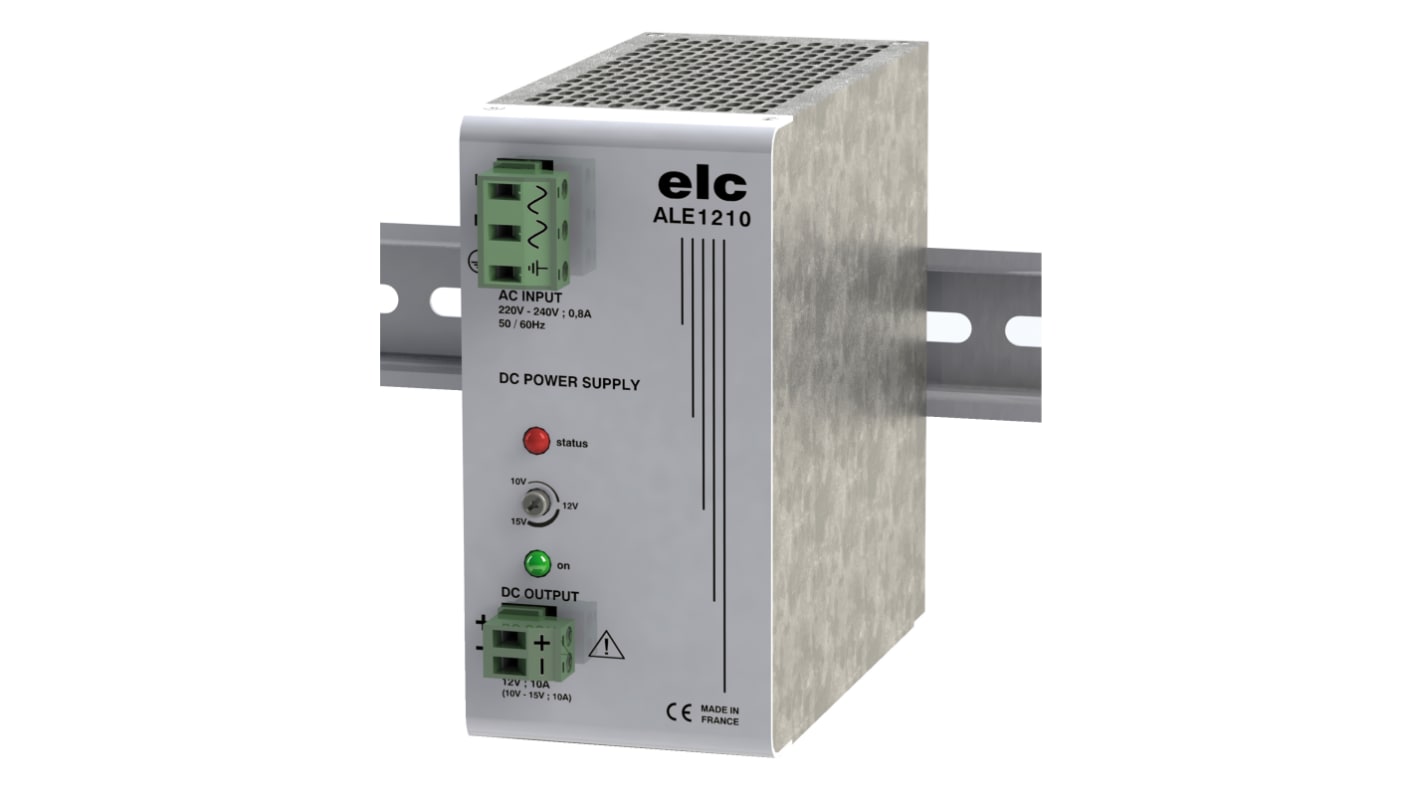 ELC ALE Switched Mode DIN Rail Power Supply, 230V ac ac Input, 12V dc dc Output, 10A Output, 150W