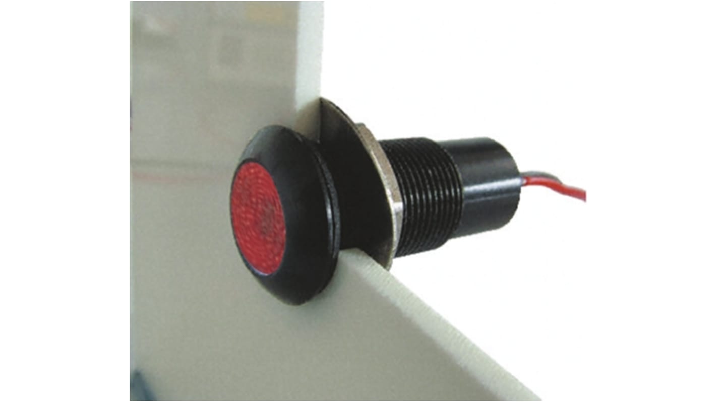 Marl Red Panel Mount Indicator, 12 → 28V, 12.7mm Mounting Hole Size, Solder Tab Termination, IP67