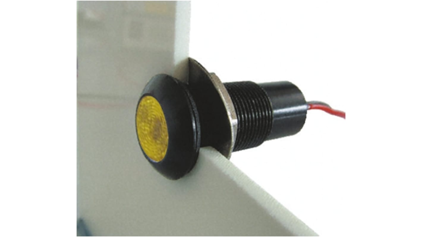 Marl Yellow Panel Mount Indicator, 12 → 28V, 12.7mm Mounting Hole Size, Solder Tab Termination, IP67