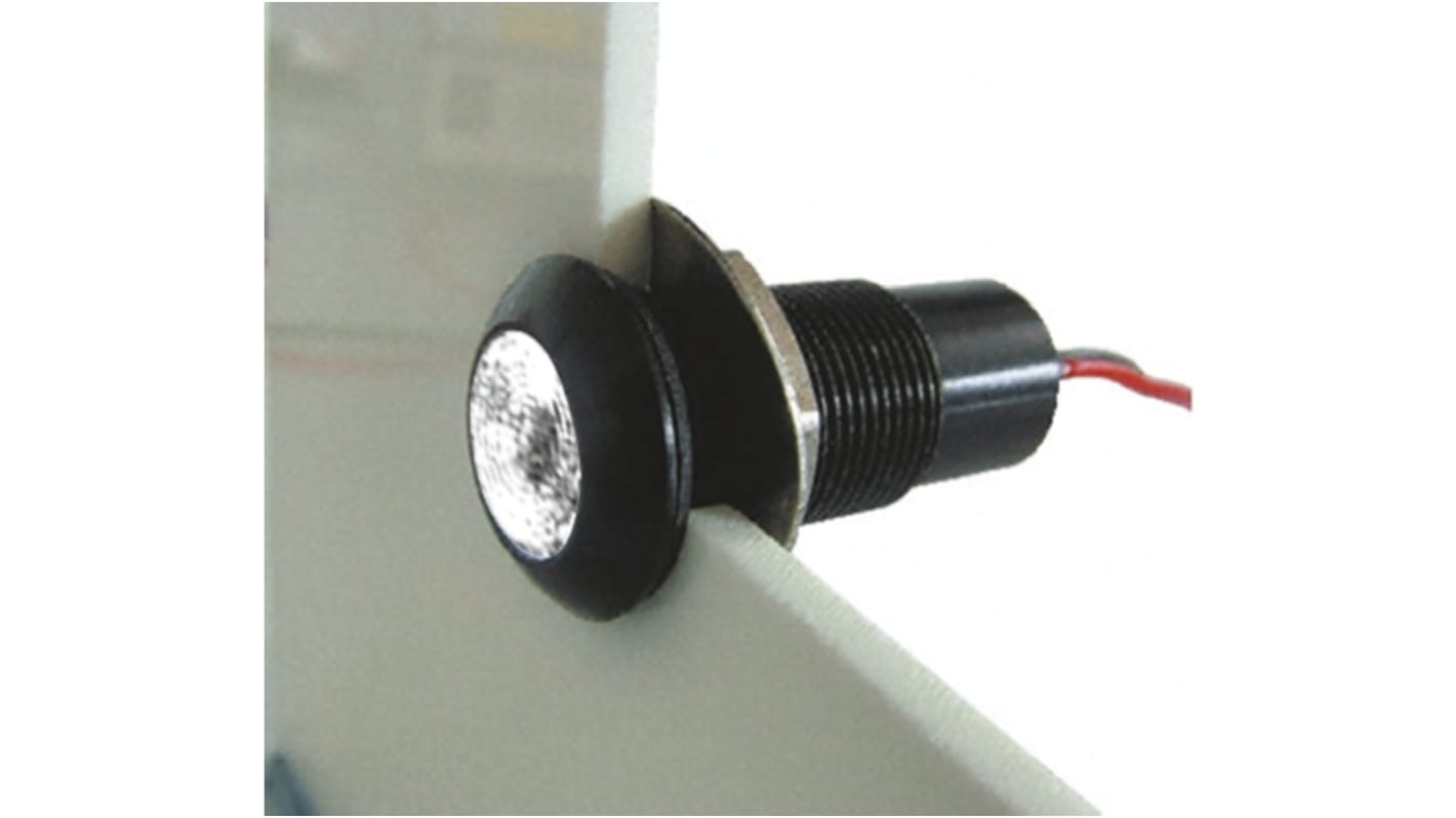 Marl White Panel Mount Indicator, 12 → 28V, 12.7mm Mounting Hole Size, Solder Tab Termination, IP67