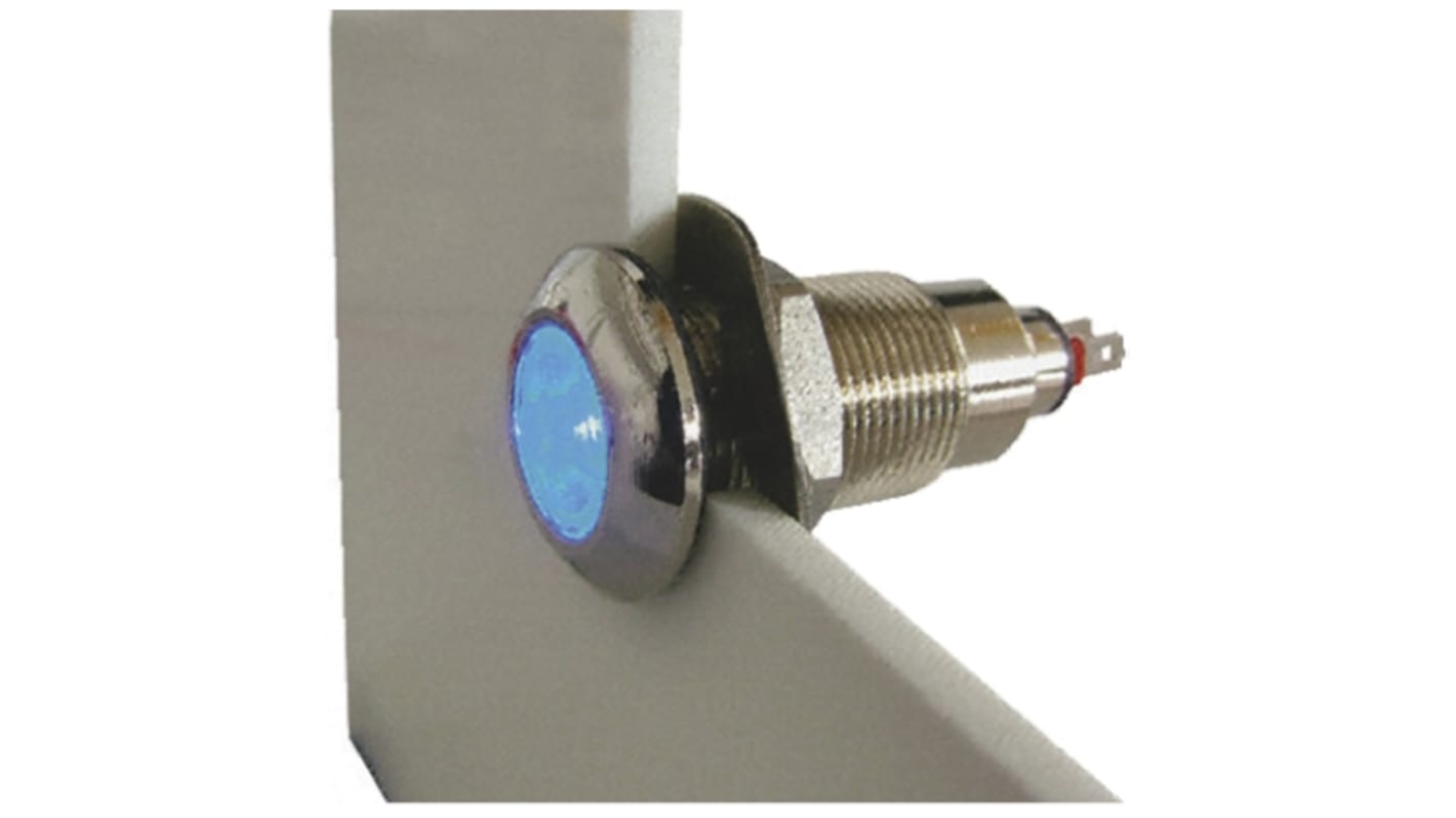 Marl Blue Panel Mount Indicator, 12 → 28V, 12.7mm Mounting Hole Size, Solder Tab Termination, IP67