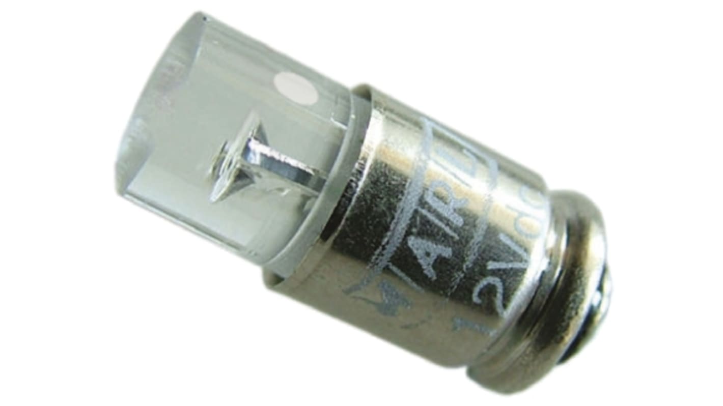 Marl White LED Indicator Lamp, 12V dc, Midget Groove Base, 4.9mm Diameter, 9200mcd