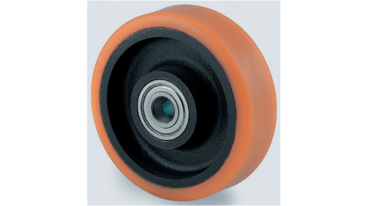 Tente Rollwagenrolle Braun, Mat. Polyurethan, Vollmaterial, 700kg, Korrosionsbeständig Ø 100mm, B. 40mm