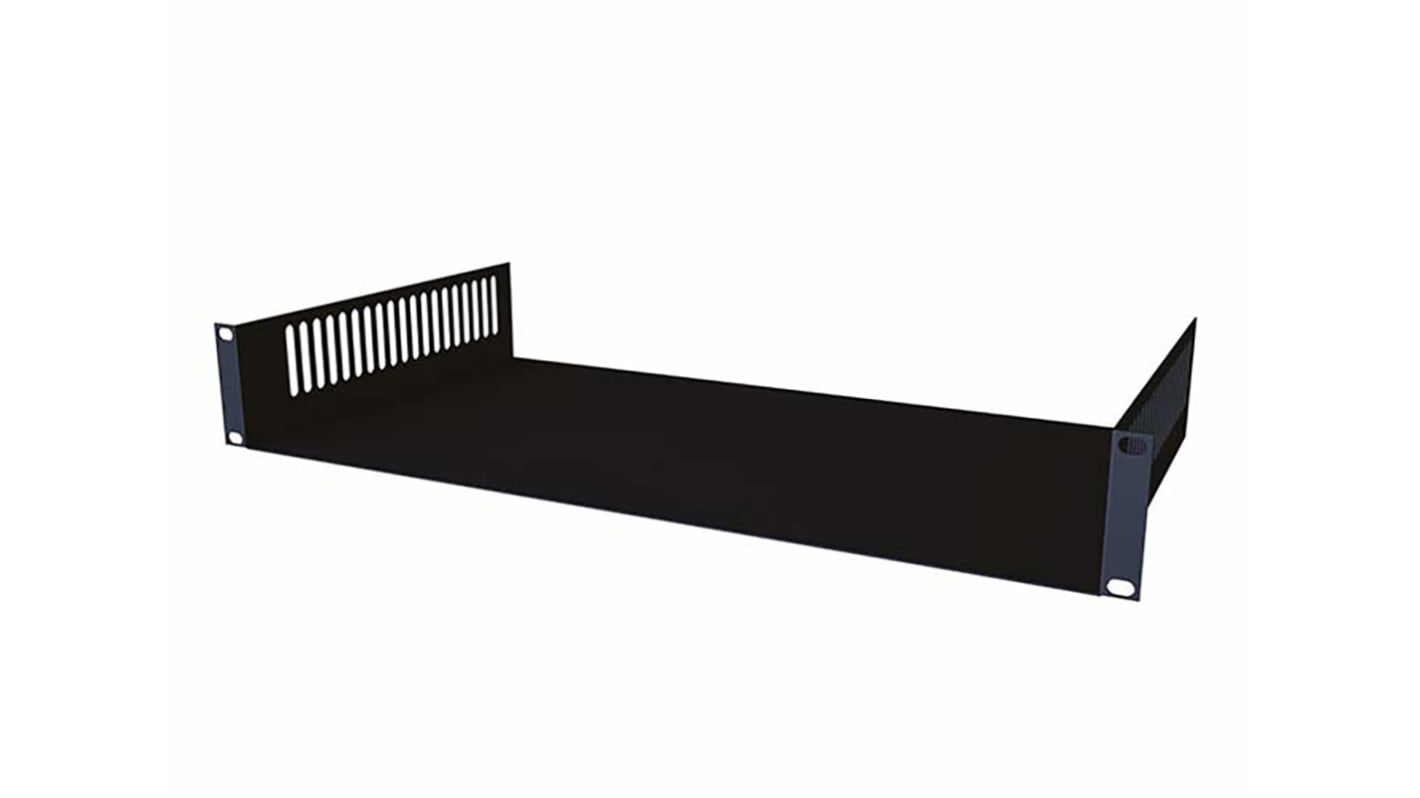 2U Auslegerboden, Stahl Schwarz Belüftet, 420mm x 300mm x 88mm