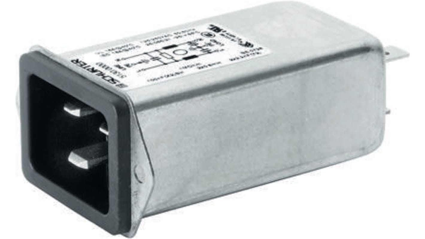 Schurter 16A, 250 V ac Panel Mount Filtered IEC Connector 5130.0000