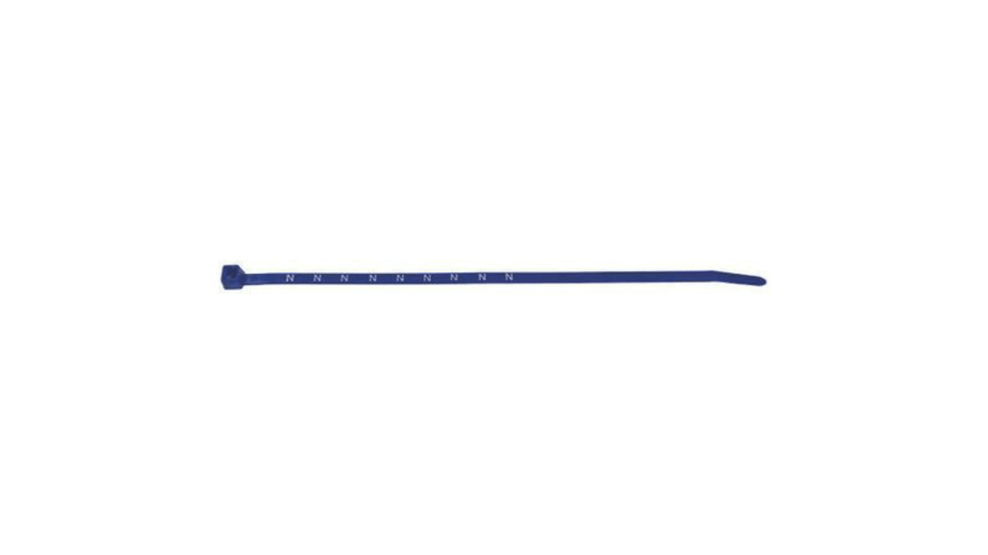 HellermannTyton Cable Tie, Printed ID for Metering, 200mm x 4.6 mm, Blue Nylon, Pk-1000