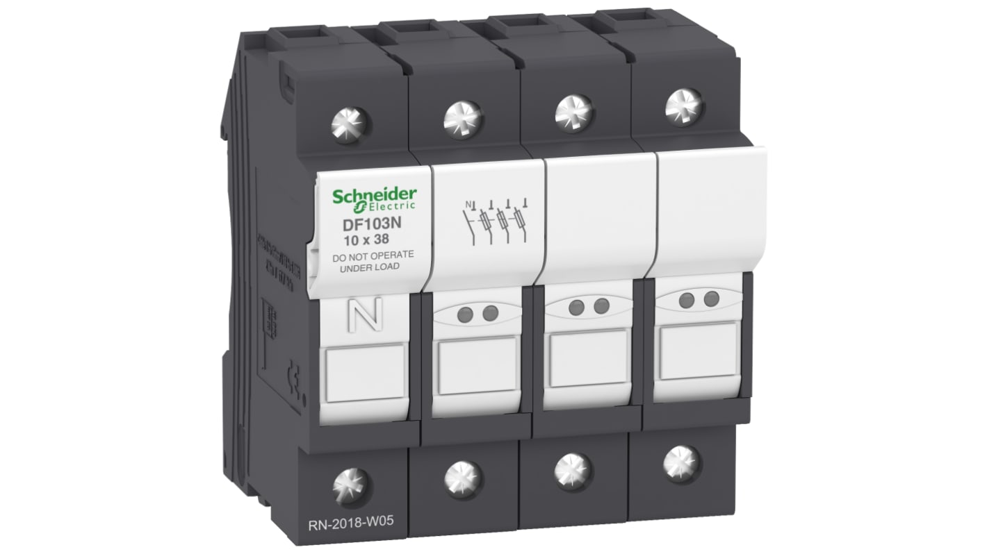 Schneider Electric Sínes rögzítésű biztosítótartó, 10 x 38mm-hez, 32A, 690V ac