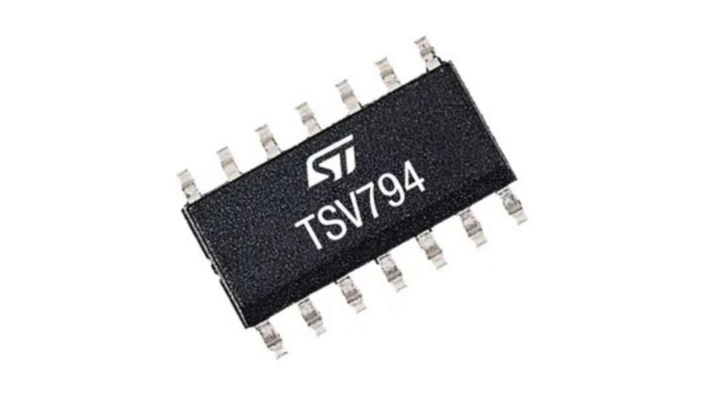Wzmacniacz operacyjny Montaż powierzchniowy Pojedyncze 4 Wejście/wyjście typu szyna-szyna 2,2 → 5,5 V SO14 50MHz