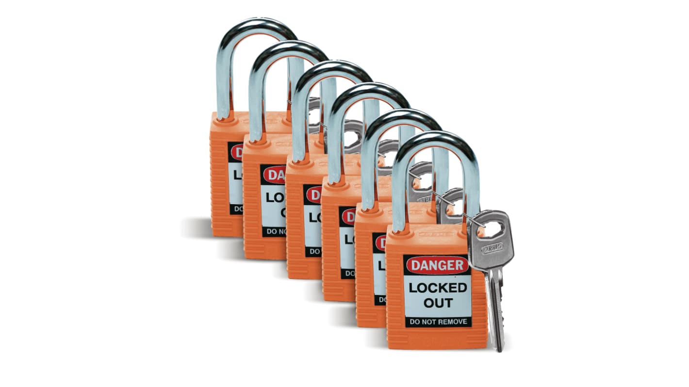 Brady LOTO-8 Key Weatherproof Nylon, Steel Security Padlock, 6.35mm Shackle, 38.10mm Body
