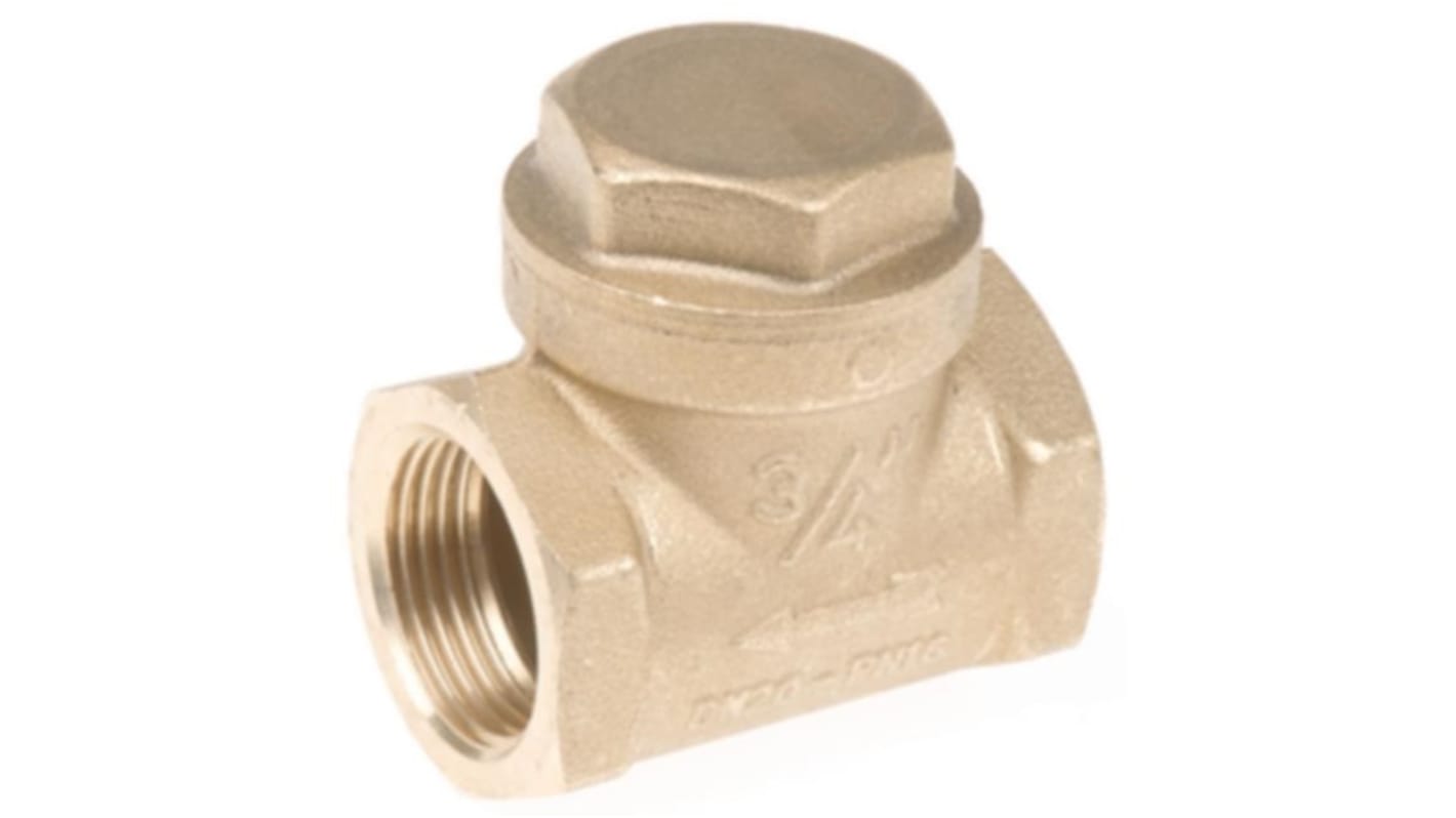 RS PRO Brass Single Check Valve, BSP 3/4in, 16 bar