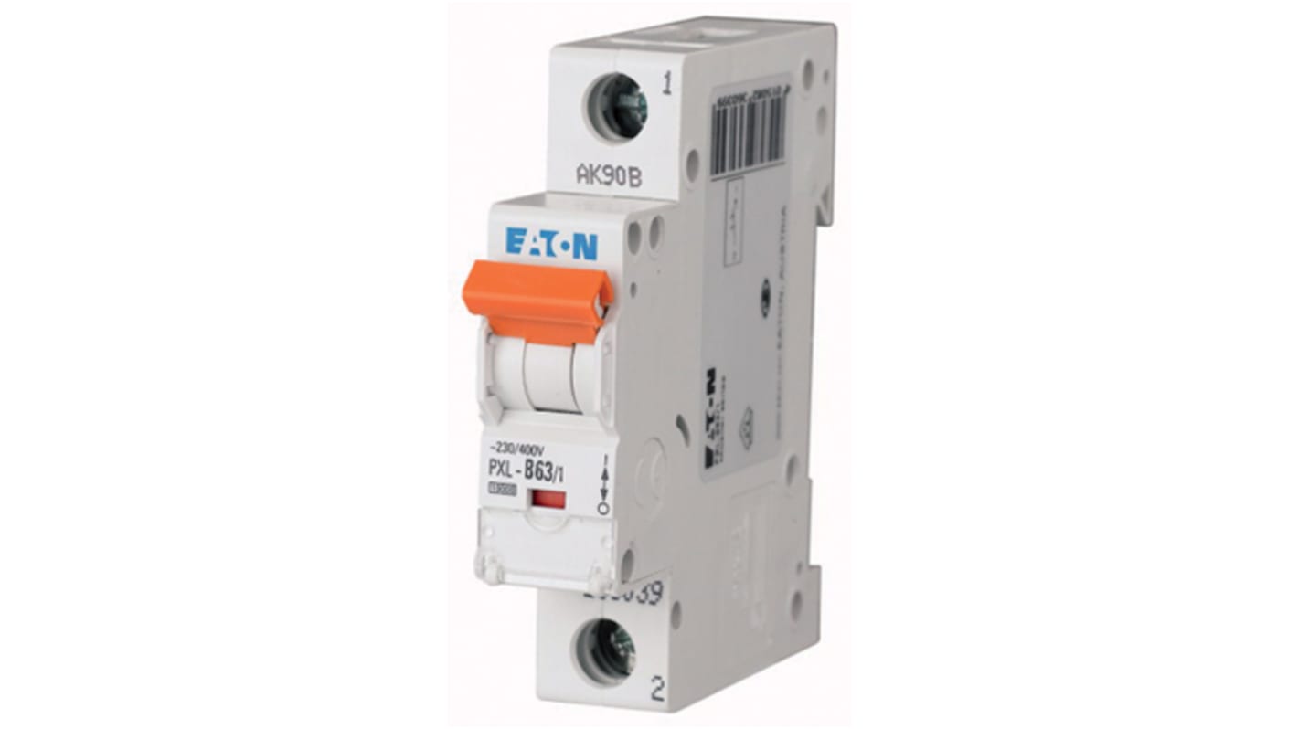 Disjoncteur Eaton PXL, S200 1P, 63A, pouvoir de coupure 10 kA, montage rail DIN