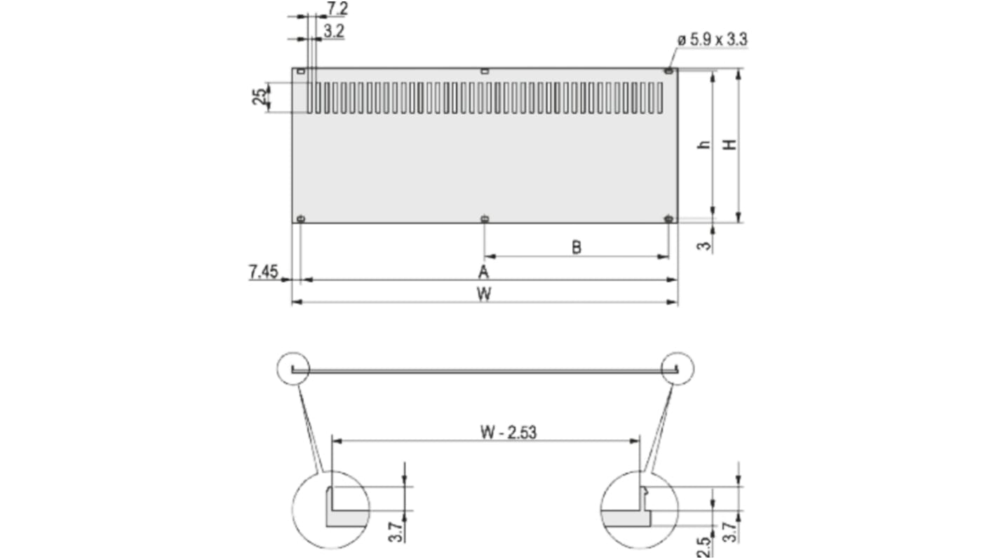 Panel posterior 3U nVent SCHROFF de Aluminio Gris, 213.02 x 128.4mm, ventilado