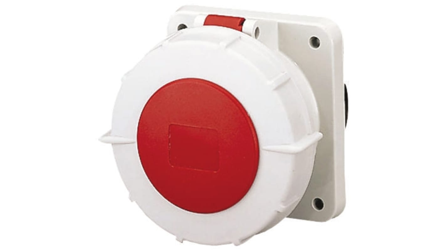 MENNEKES, TorsionSpringCONTACT IP67 Red Panel Mount 3P + N + E Industrial Power Socket, Rated At 125A, 400 V