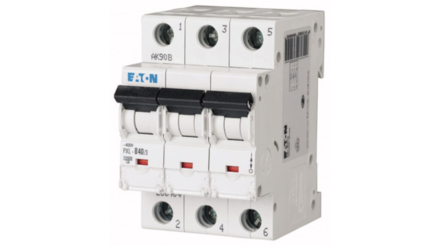 Eaton xPole PXL, S200 MCB, 3P, 40A Curve D, 400V AC, 48V DC, 10 kA Breaking Capacity