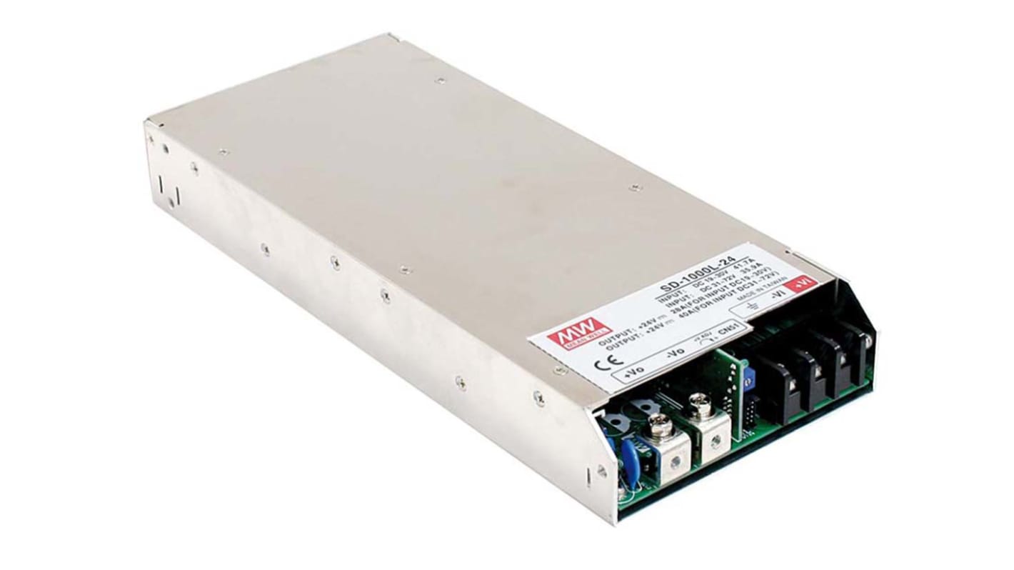 MEAN WELL DC-DC Converter, 12V dc/ 60A Output, 19 → 72 V dc Input, 1000W, Rack Mount, +60°C Max Temp -20°C Min