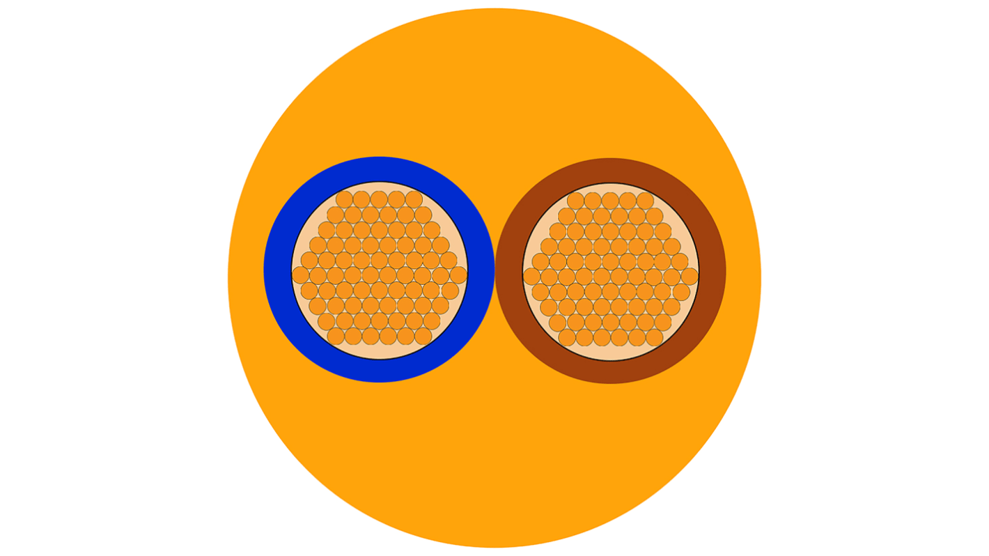 RS PRO, 3182Y, 50m 2 Core, Orange PVC Power Cable +70°C