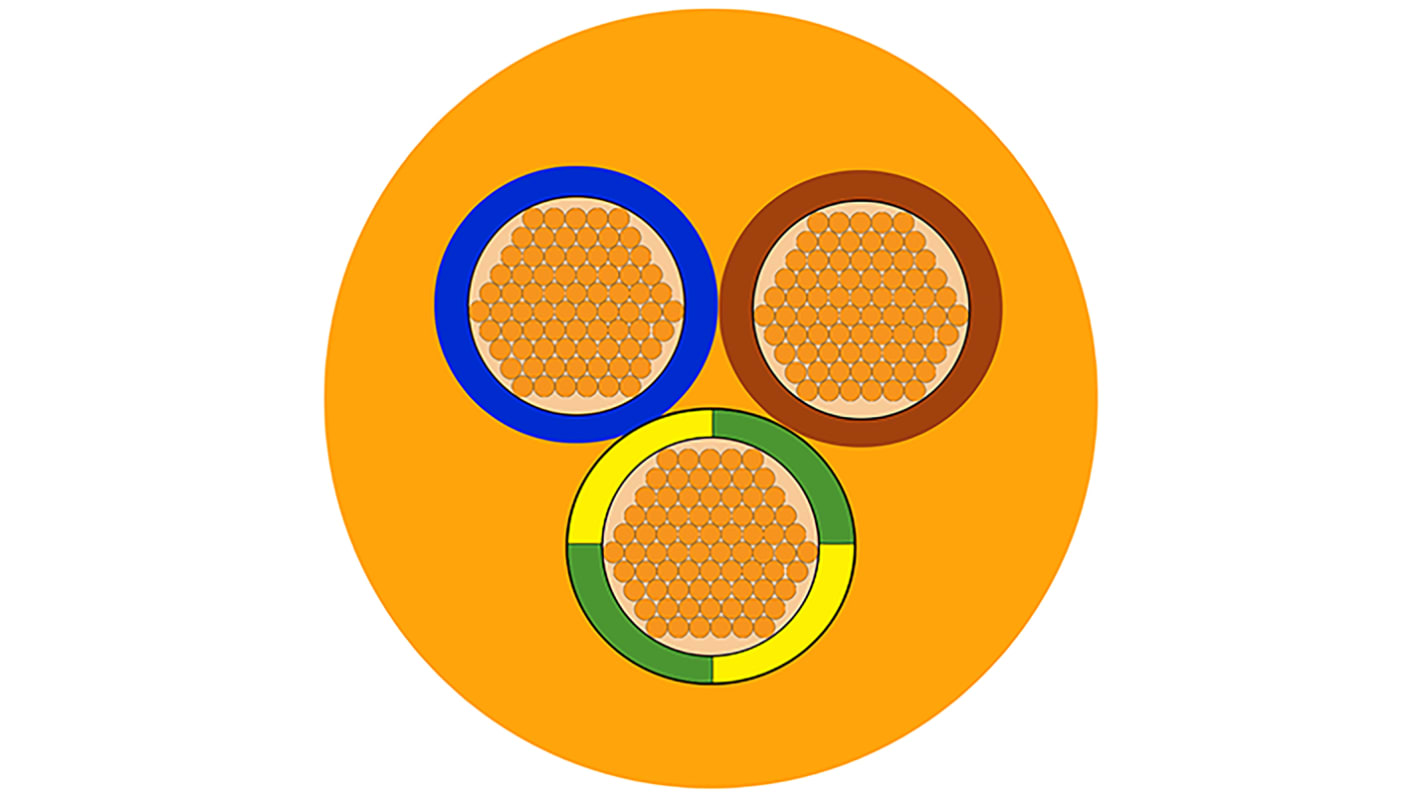 RS PRO, 3183Y, 100m 3 Core, Orange PVC Power Cable +70°C