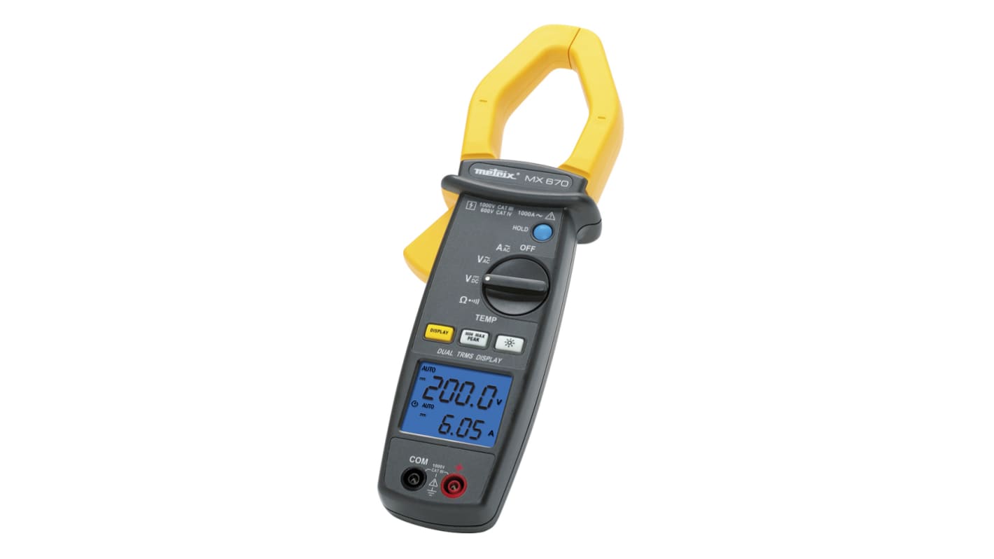 Pinza amperometrica c.a. Metrix MX670, Max 1000A ca, Max 1400V cc