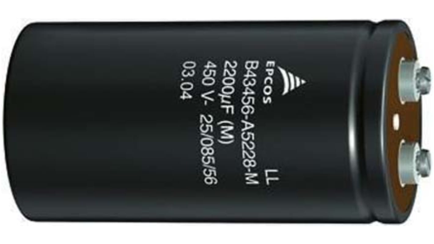 EPCOS 螺钉铝电解电容, 4700μF, 350V 直流, 76.9 (Dia.) x 105.7mm, 最高+105°C, B43580系列
