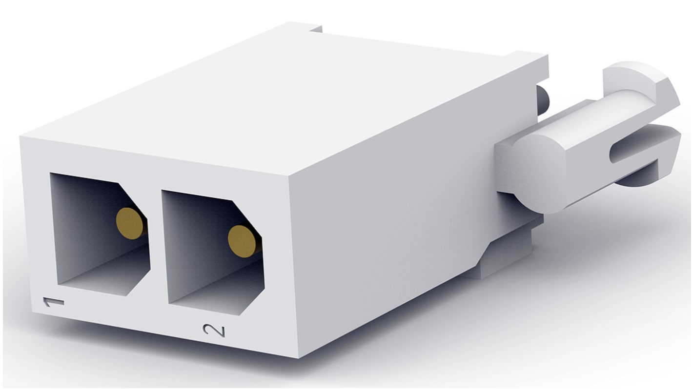 TE Connectivity 2p单排排针 直向线对板连接器, 4.14mm间距, 9.5A, 600.0 V, THT安装, Mini-Universal MATE-N-LOK系列