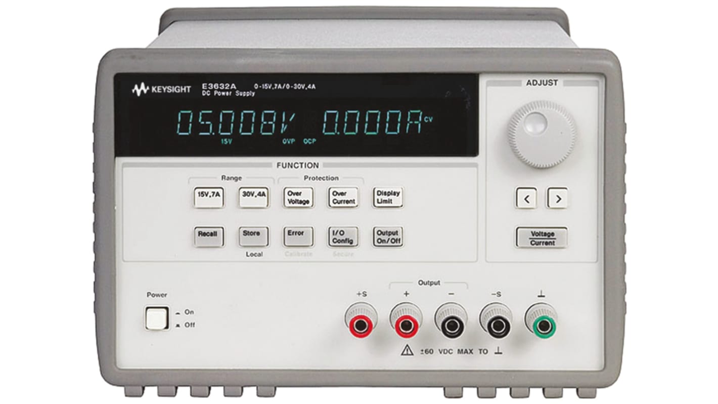 Keysight Technologies 120W可编程直流电源, 0 → 30V, 4A输出, 1输出, 2屏显示, E363XA系列, E3632A