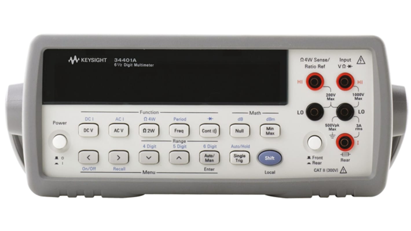 Keysight Technologies 34401A Bench Digital Multimeter, True RMS, 3A ac Max, 3A dc Max, 750V ac Max