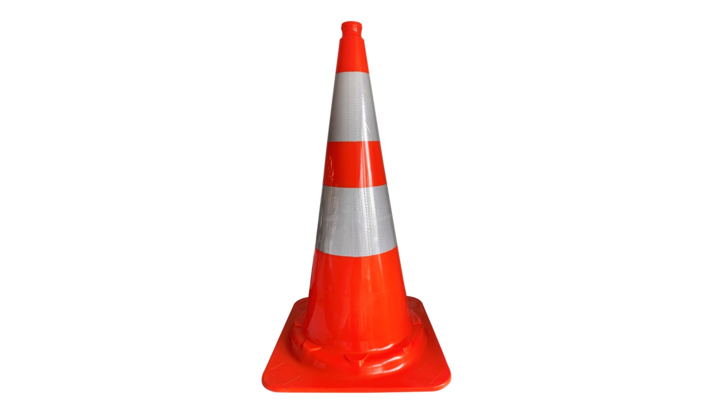 RS PRO, Orange, White 750 mm PVC Traffic Cone