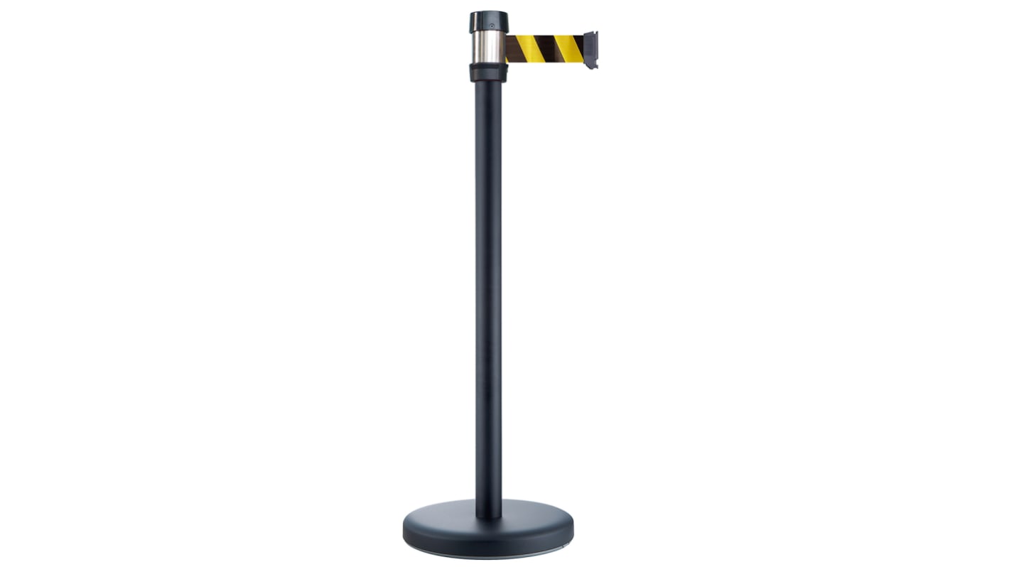 RS PRO Black Steel Retractable Barrier