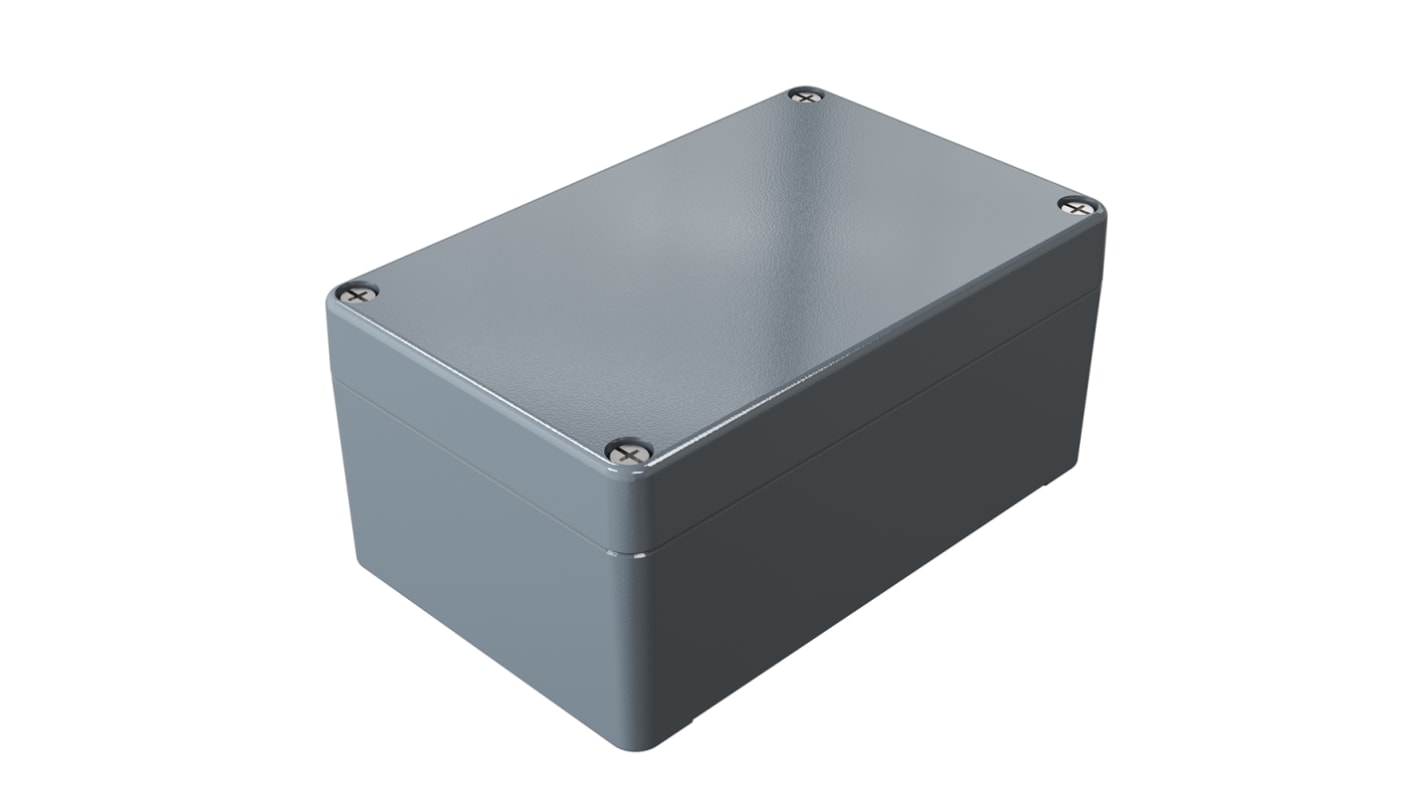 Rose Aluminium Standard Series Grey Die Cast Aluminium Enclosure, IP66, IK09, Grey Lid, 125 x 80 x 57mm